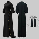 Modigirl Wedding Prom Evening Gown Party Slit Maxi Dresses for Woman 2025 New Lace Up Gold Button Womens Black Autumn Long Dress