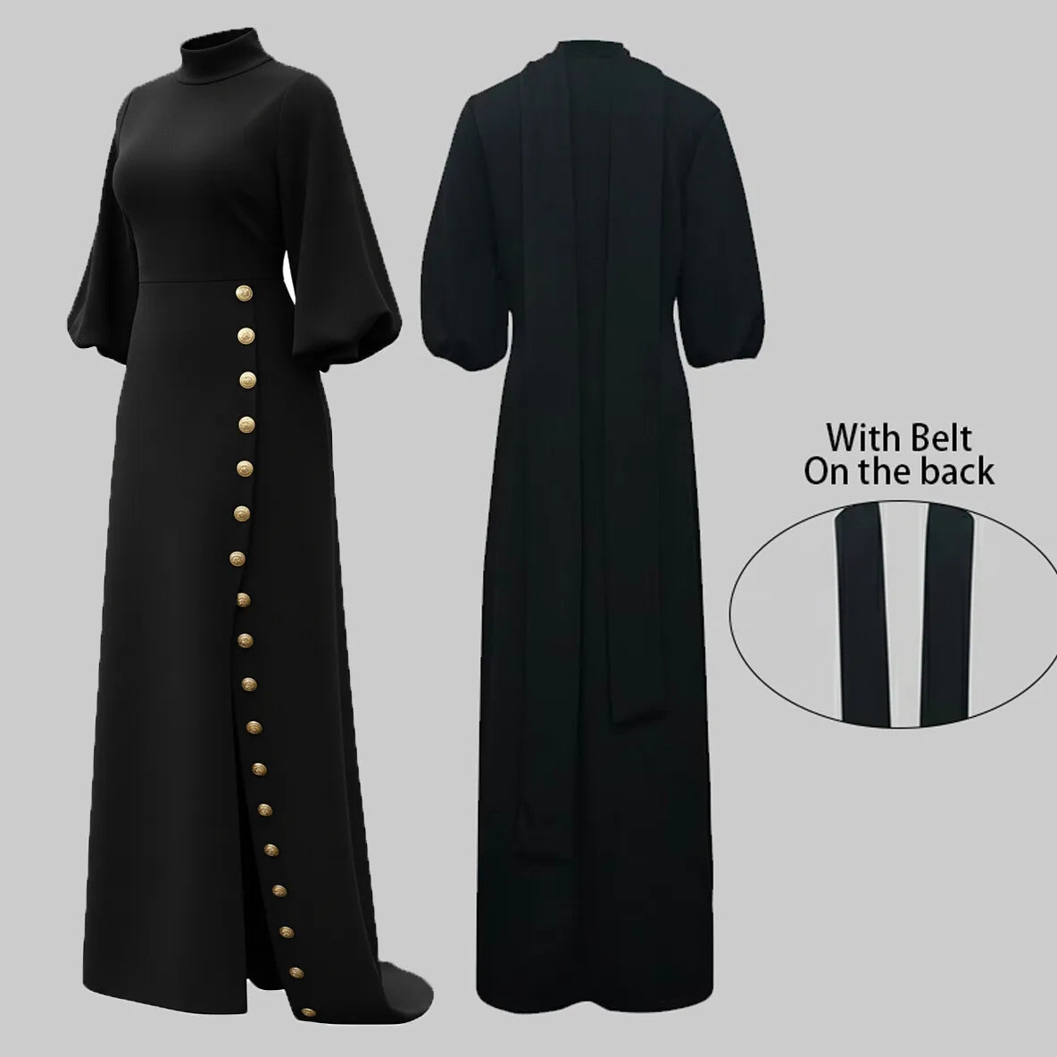 Modigirl Wedding Prom Evening Gown Party Slit Maxi Dresses for Woman 2025 New Lace Up Gold Button Womens Black Autumn Long Dress
