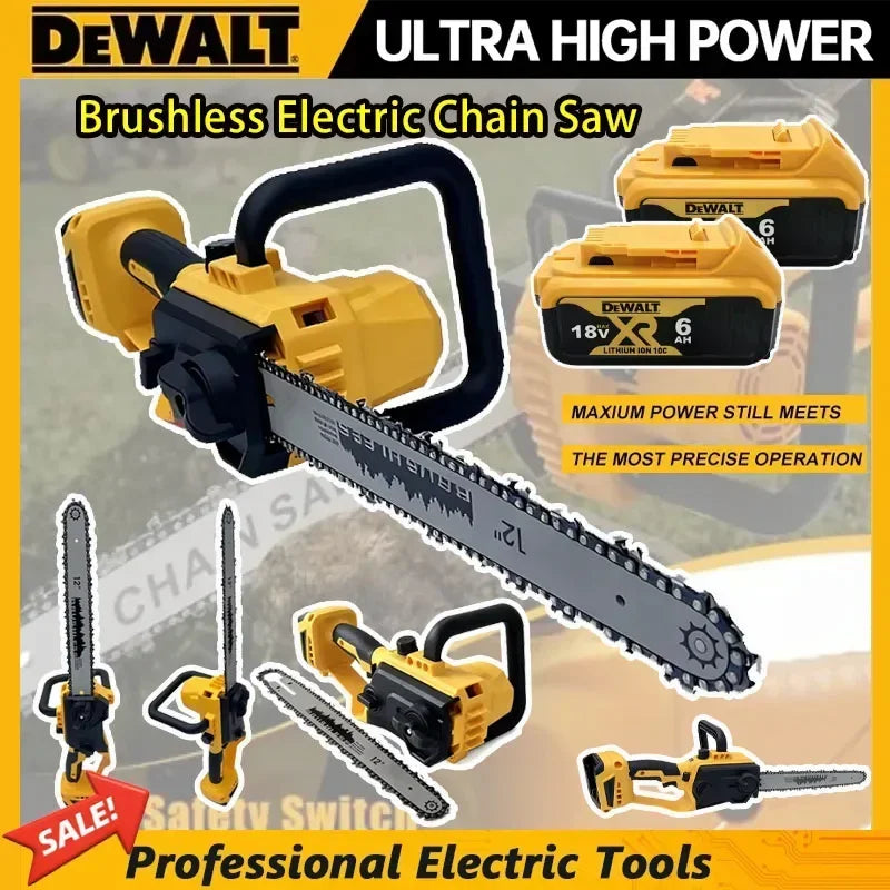 Dewalt 12 Inch Cordless Brushless Chainsaw Battery Power Chain Saw Electric Saw Woodworking Cutting Power Tool