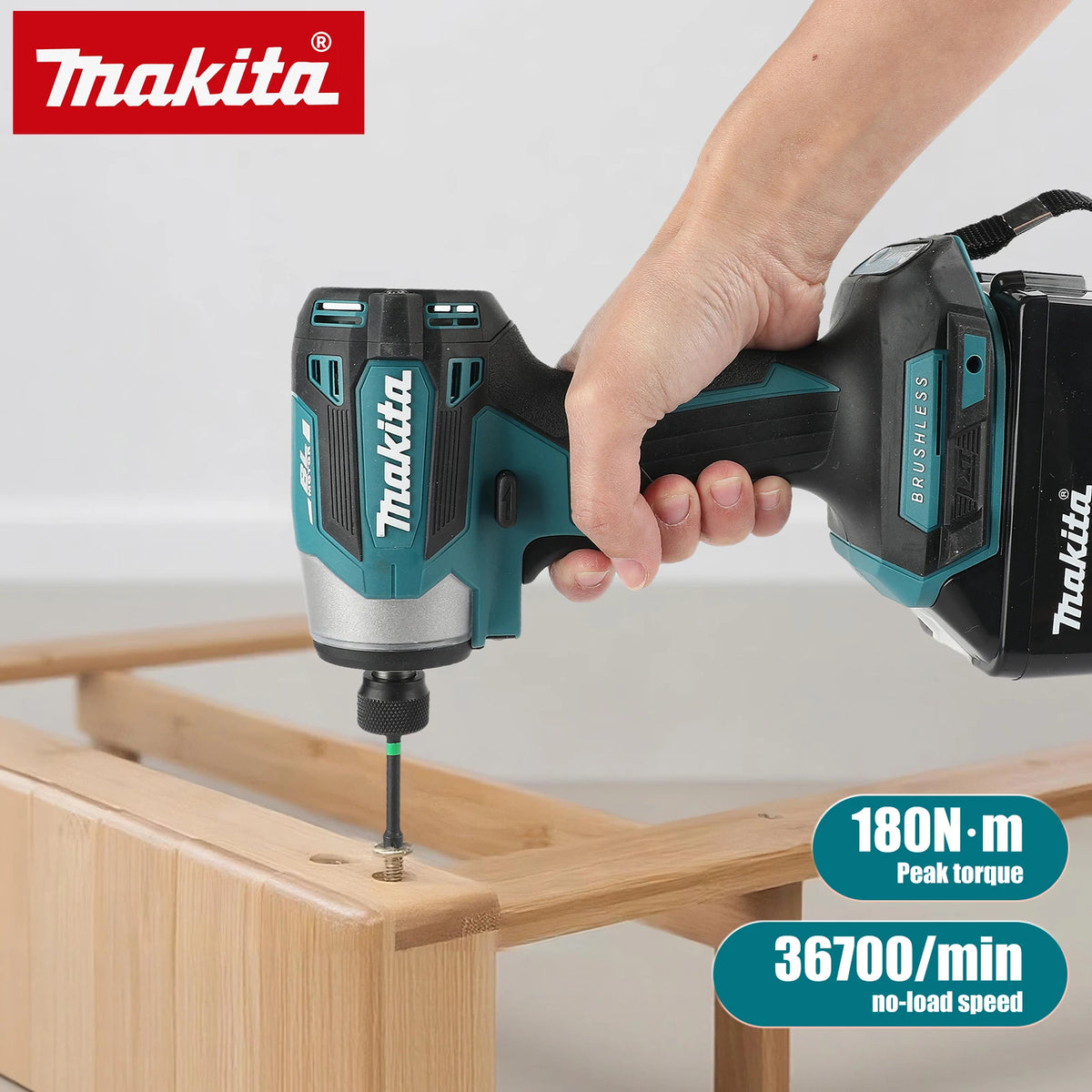 Makita 18V Cordless Impact Driver DTD173 Brushless 180Nm 3600rpm T-Mode for Wood Bolt Drilling Fastening Work