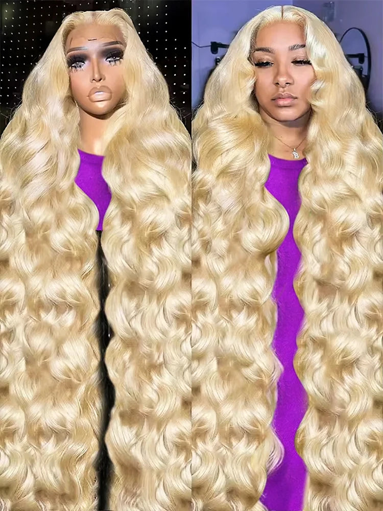 40Inch 613 Body Wave Blonde 13x6 Hd Lace Frontal Human Hair Wig Brazilian Color Water Wave Lace Front Wig For Women 250% Density