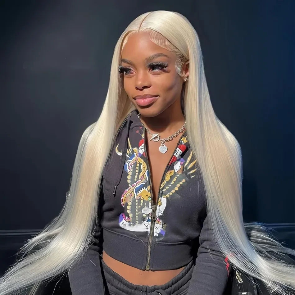 Straight Human Hair Wigs 613 Blonde 13X6 Hd Lace Frontal Wig 220 Density