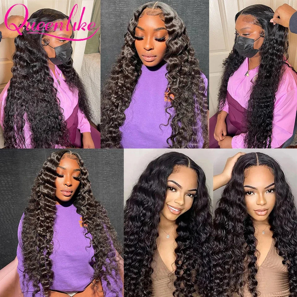 Queenlike Deep Wave Human Hair Bundles 24 26 28 inch Deep Curly Bundles