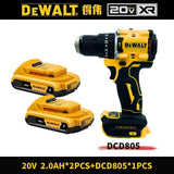 DEWALT DCD805 20V Power Tools, Brushless Impact Drill Cordless Electric Screwdriver, Optional 2Ah 6Ah Lithium Battery Tool Set