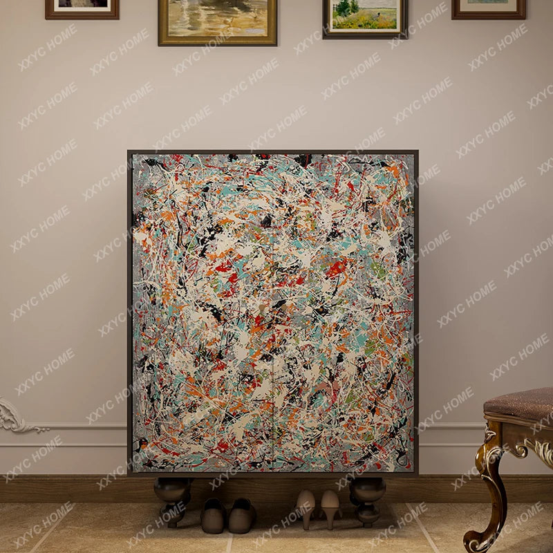 Modern simple household door-to-door solid wood storage shoe cabinet