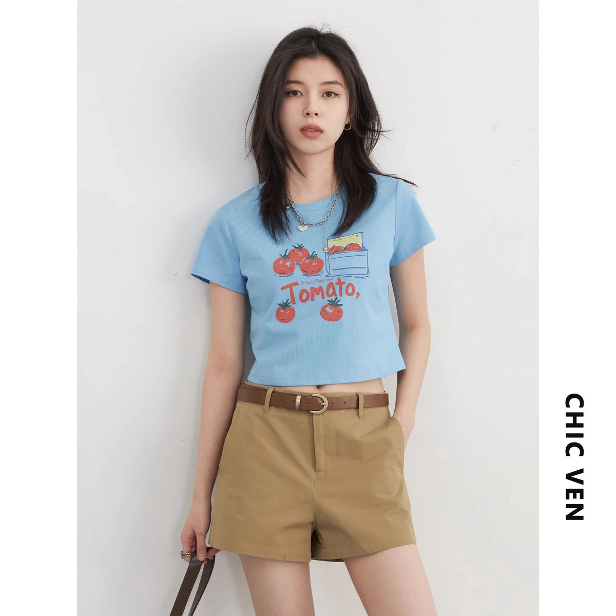 CHIC VEN Fashion Women T-Shirts Cool Sunscreen Printed Short Sleeve Tees Antibacterial Quick Drying Top for Girl Summer 2025