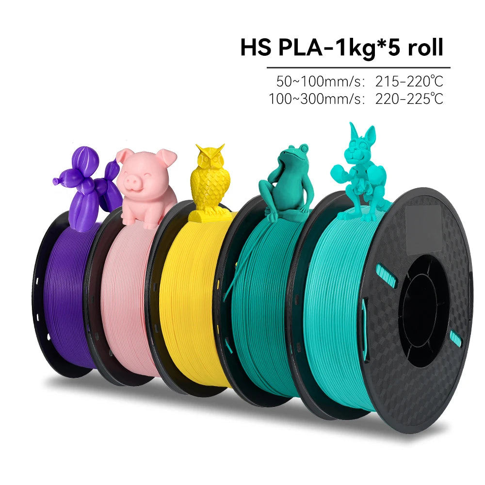 KINGROON High Speed PETG 3D Filament PLA/PETG 5KG 3D Printing Filament 1.75mm 100% Neatly Wound HS Filament 350mm/s Printing