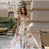 Art Print Beaded Strap Cami & Wide Leg Pants Set Bohemian Drawstring Waist 2026 Summer Fashion Elegant Women Vacation Outfit
