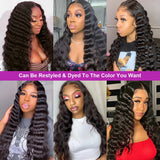 40 Inch Loose Deep Wave 13x4 13x6 HD Transparent Human Hair Wig 250 Density Brazilian Water Curly Nature Wave Lace Frontal Wigs