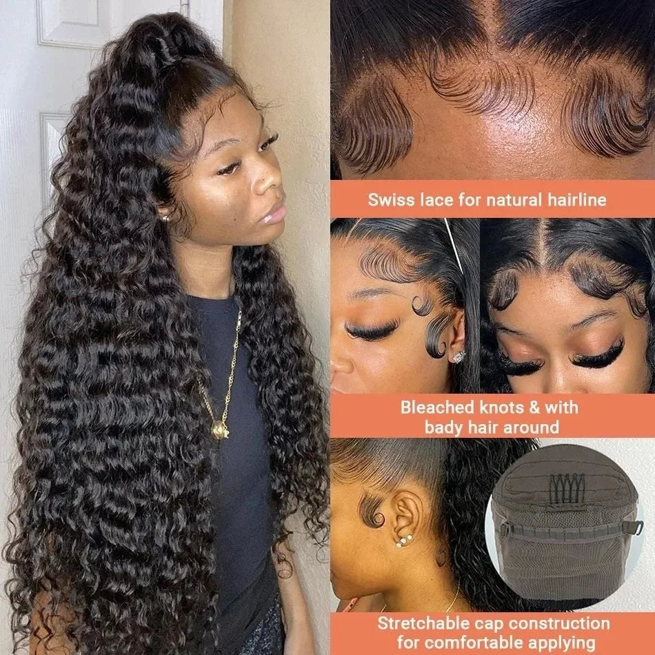 200% Real Density Curly ≥98% Human Hair Wigs For Women 13x6 Hd Lace Frontal Wig 13x4 Deep Wave Lace Front Wig 360 Pre Plucked