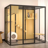 #Panoramic  Villa  House Household  Cage Solid Wood  Villa Large Indoor  Cabinet Luxury Glass Cat Room