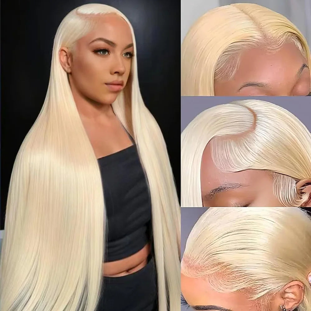 613 Blonde Straight Hd Transparent 13x6 Lace Frontal Wig 30 Inch 13x4 Brazilian Straight Human Hair Wig For Women