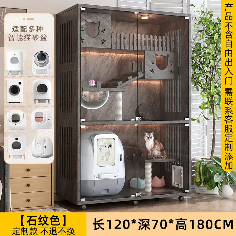cat cage home indoor cattery cat cabinet discharge automatic litter box custom villa