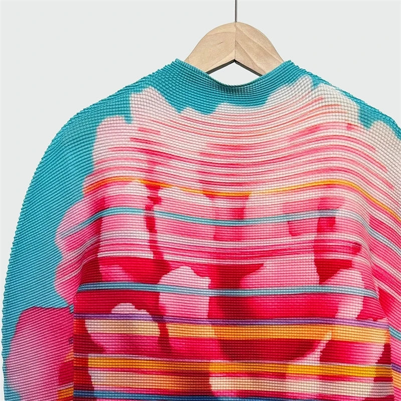 LANMREM High-End Chinese Style Printting Women's Stand Collar T-shirt Unique Design 2026 New Long Sleeve Pullover Tops 2DB6351