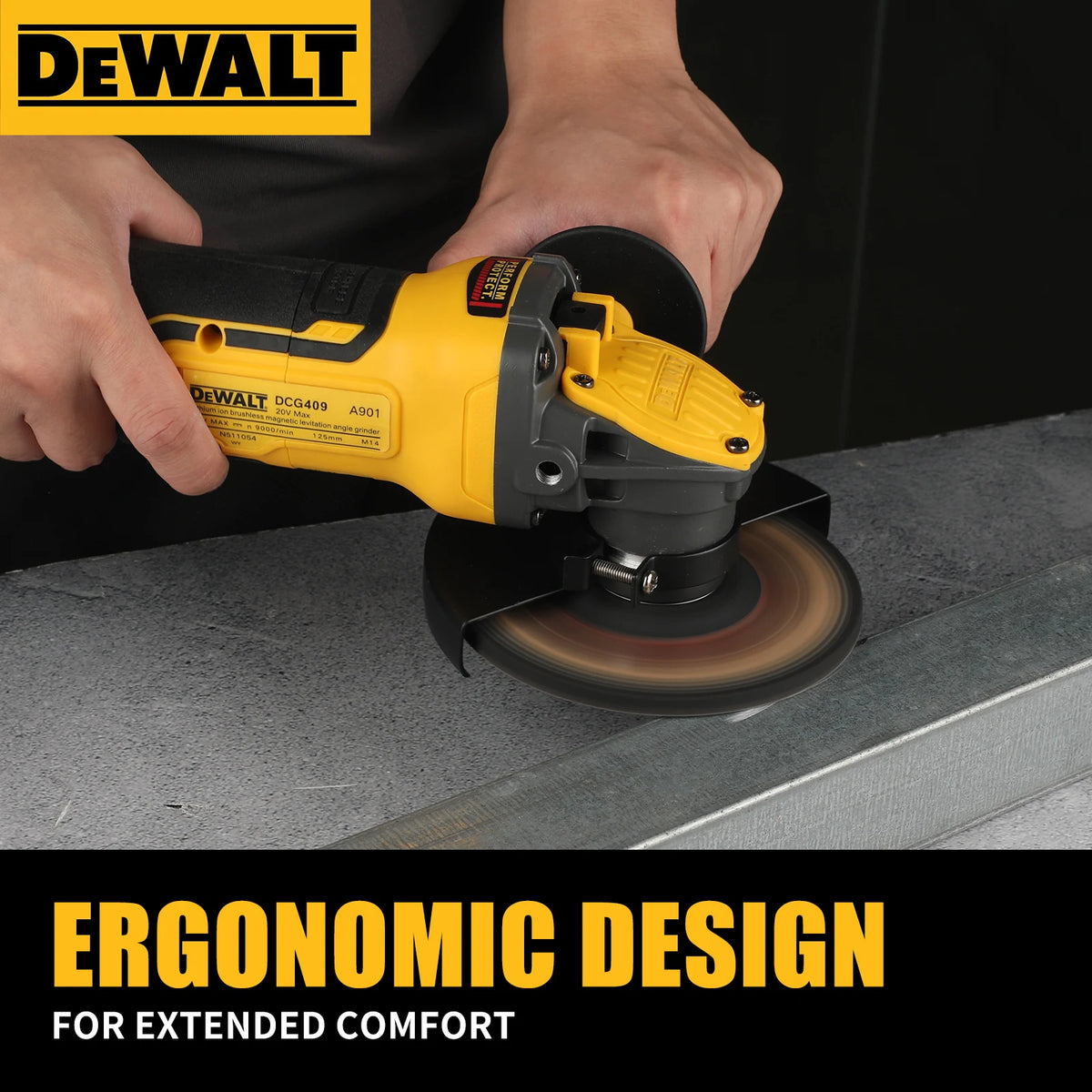 DEWALT DCG409 High Power Brushless Angle Grinder 9000RPM Motor Cutting Machine 125mm Cordless Portable Polisher Power Tool
