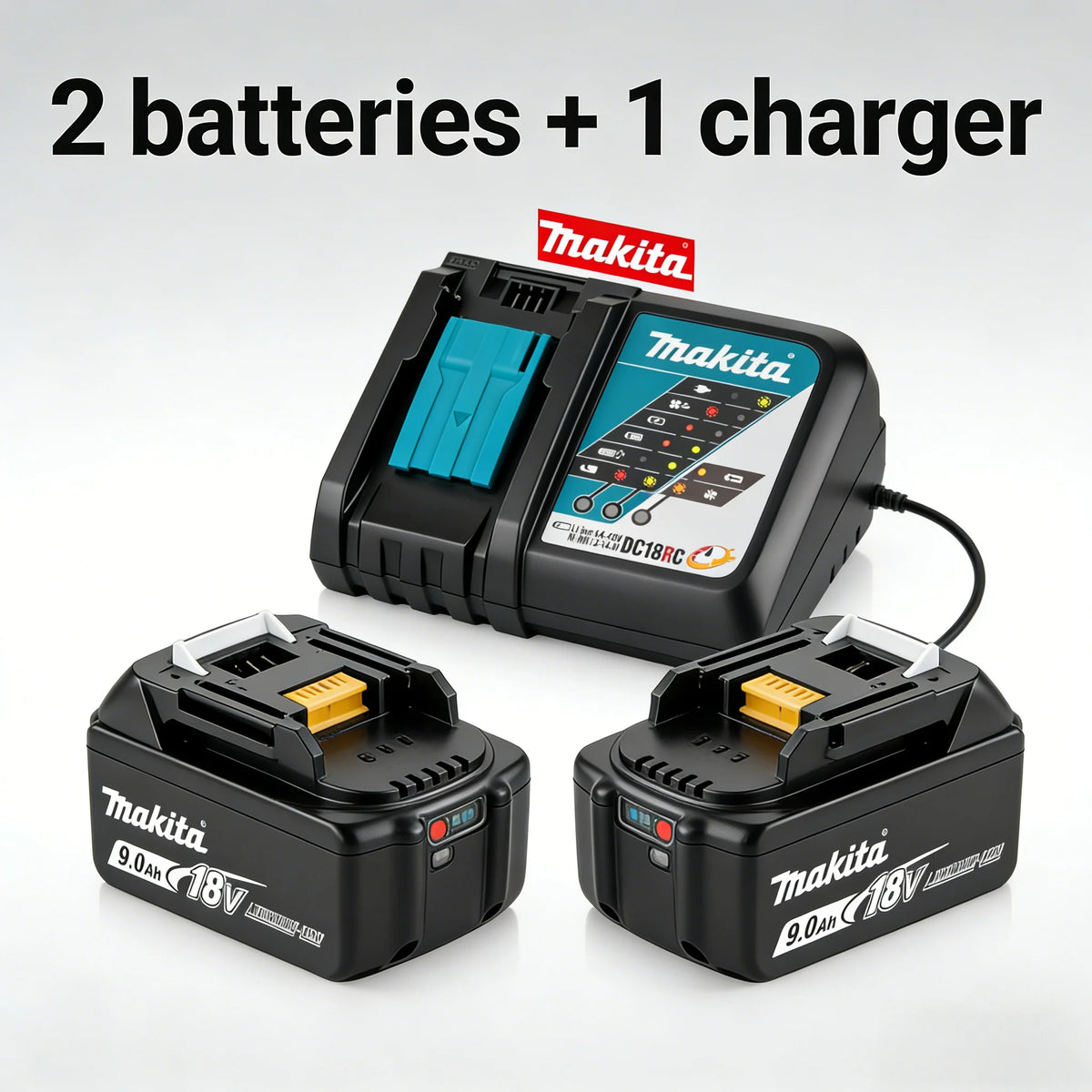 Original Makita 18V 9.0Ah Battery + DC18RC Fast Charger Kit, Replacement for BL1890B BL1860B LXT Power Tools.