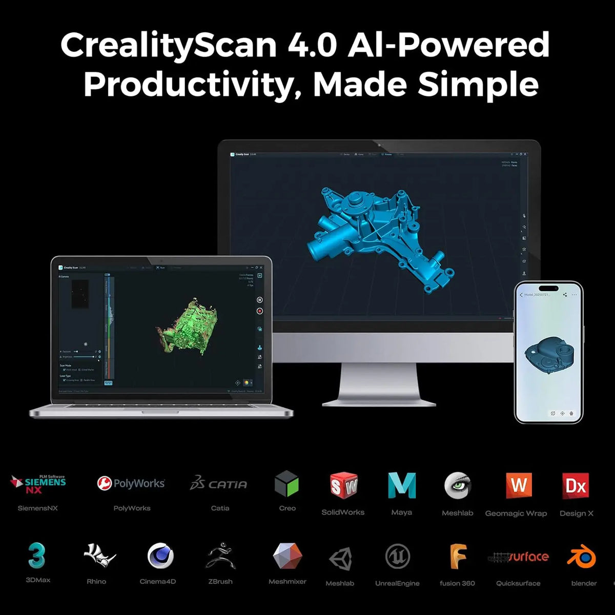 Creality Sermoon X1 3D Scanner 4 IN 1 34/7/1-Line Blue Laser Modes +NIR High-Precision 0.02mm Accuracy 90FPS Deep Hole Scanning