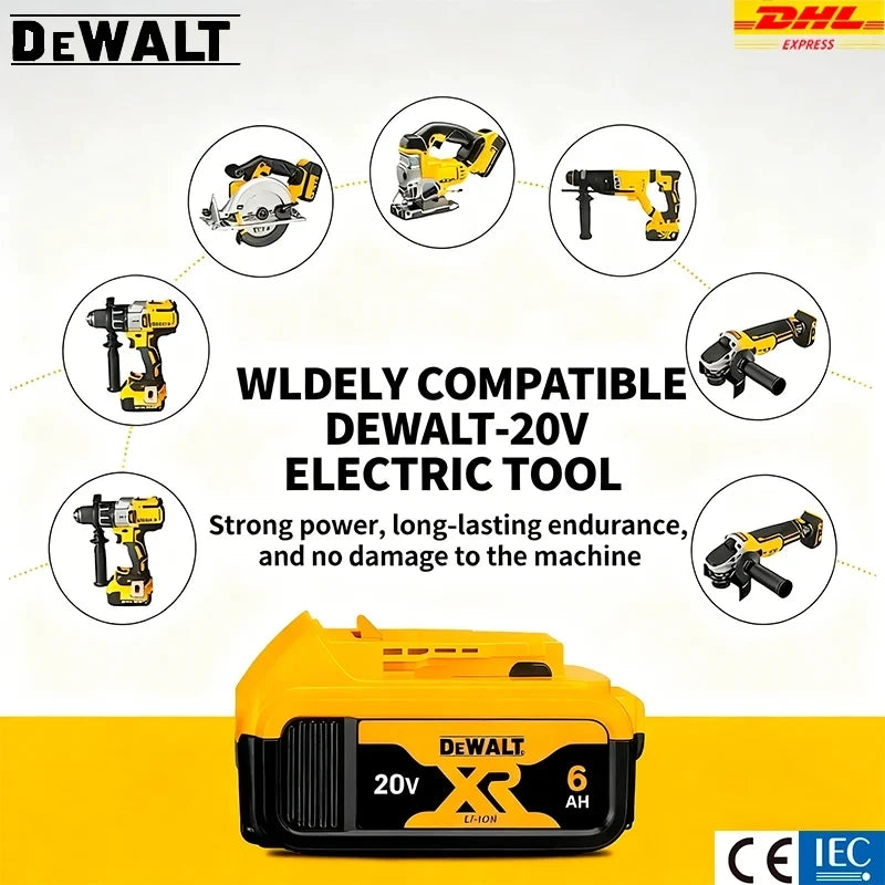 100% Genuine Dewalt 20V Battery, 2AH 5AH 6AH Rechargeable Lithium Ion Battery, Dewalt DCB200 Power Tool Replacement Battery