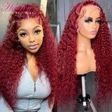 99J Burgundy Lace Front Wigs Human Hair 13x6 Deep Wave HD Lace Frontal