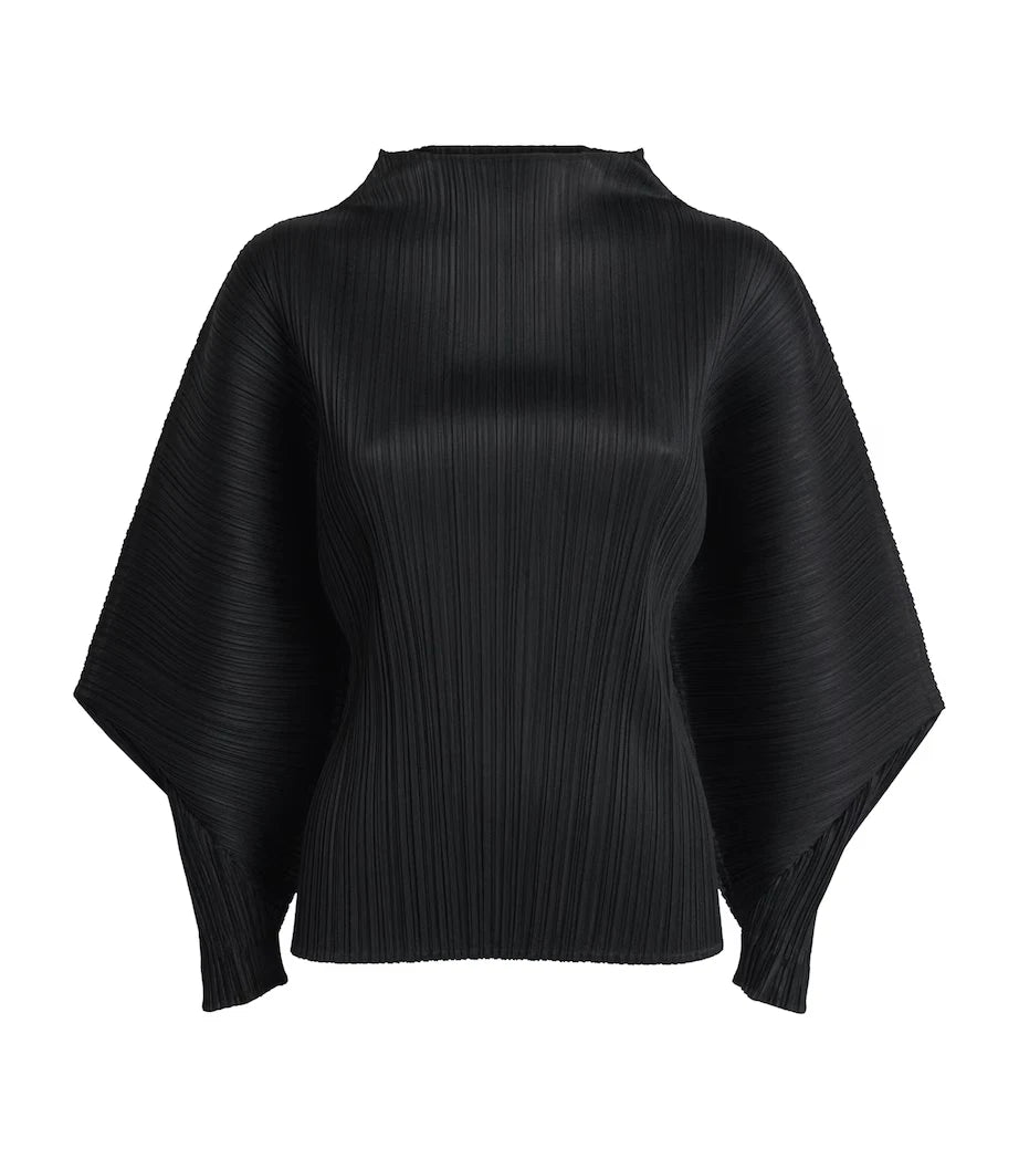 Miyake Pleated Skyline High-Neck Long Sleeves Top