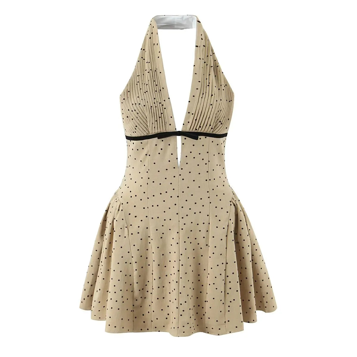 YENKYE Sexy Women Fashion Backless Halter Dresses Low Waist A-line Mini Summer Dress Party Robe