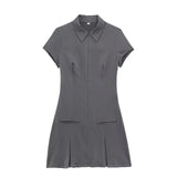 Spring 2024 Women's Faion Slim Fit ort Dr Wide Pleat Versatile Design Commute Sle ort Sve Other Material 00%