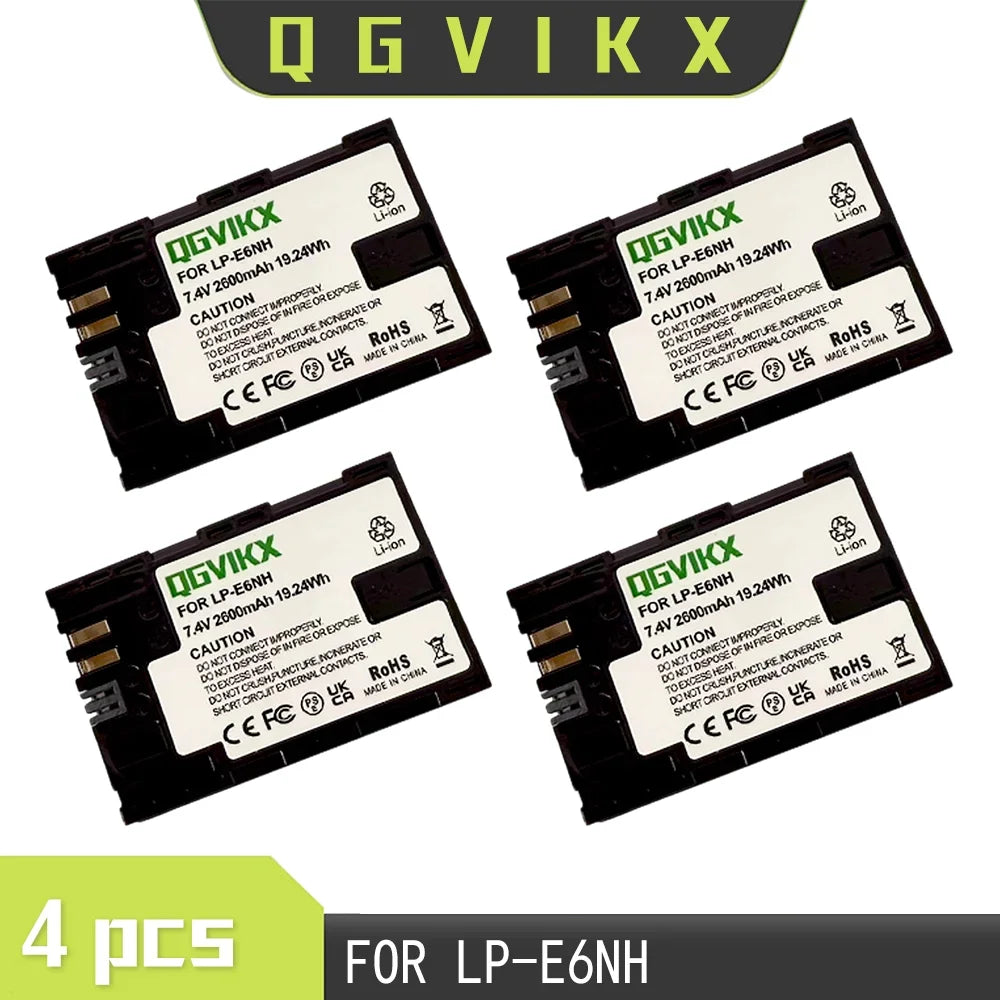 QGVIKX LP E6NH Compatible with Canon EOS R7 7.4V 2600mAh POWER BATTERY CAPACITY 19.24Wh 2-Pack Battery and Triple Slot Charger
