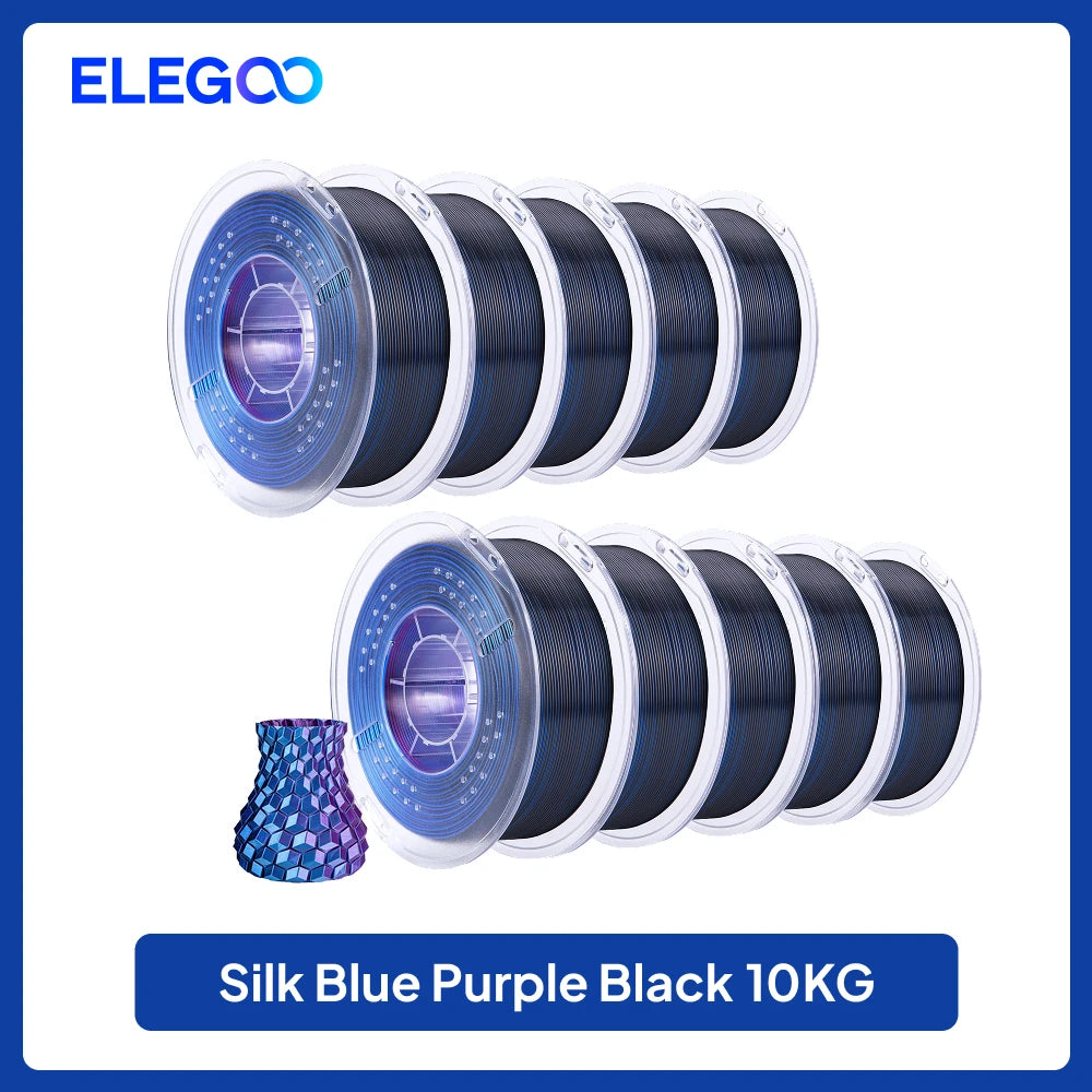 ELEGOO 5KG/10KG 1.75mm Silk PLA Filament,3D Printer Filament 1kg Gold Silver Fits for Most FDM 3D Printers