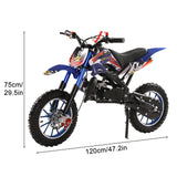 49cc 2-Stroke Dirt Bike, Gas Power Motocross, Off Road Mini Motorcycle with Front Rear Disc Brakes, Max Speed 40KM/H (Blue)