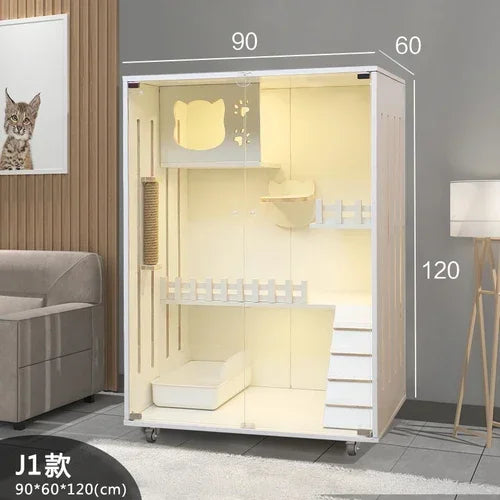 Solid Wood Cages Super Large Cat Villa Double-storey Cat Cage House Home Luxury Nest Cat Cabinet Indoor Pet  House