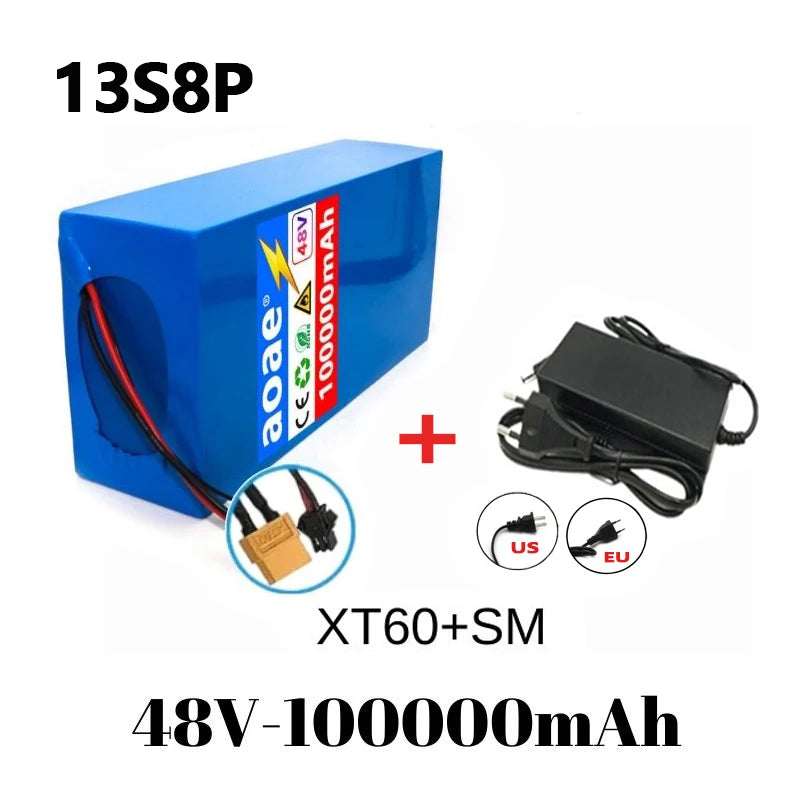 48V 100ah 13s8p lithium-ion battery pack 48V 100000mAh 2000W electric battery, built-in 50A BMS+chargerr
