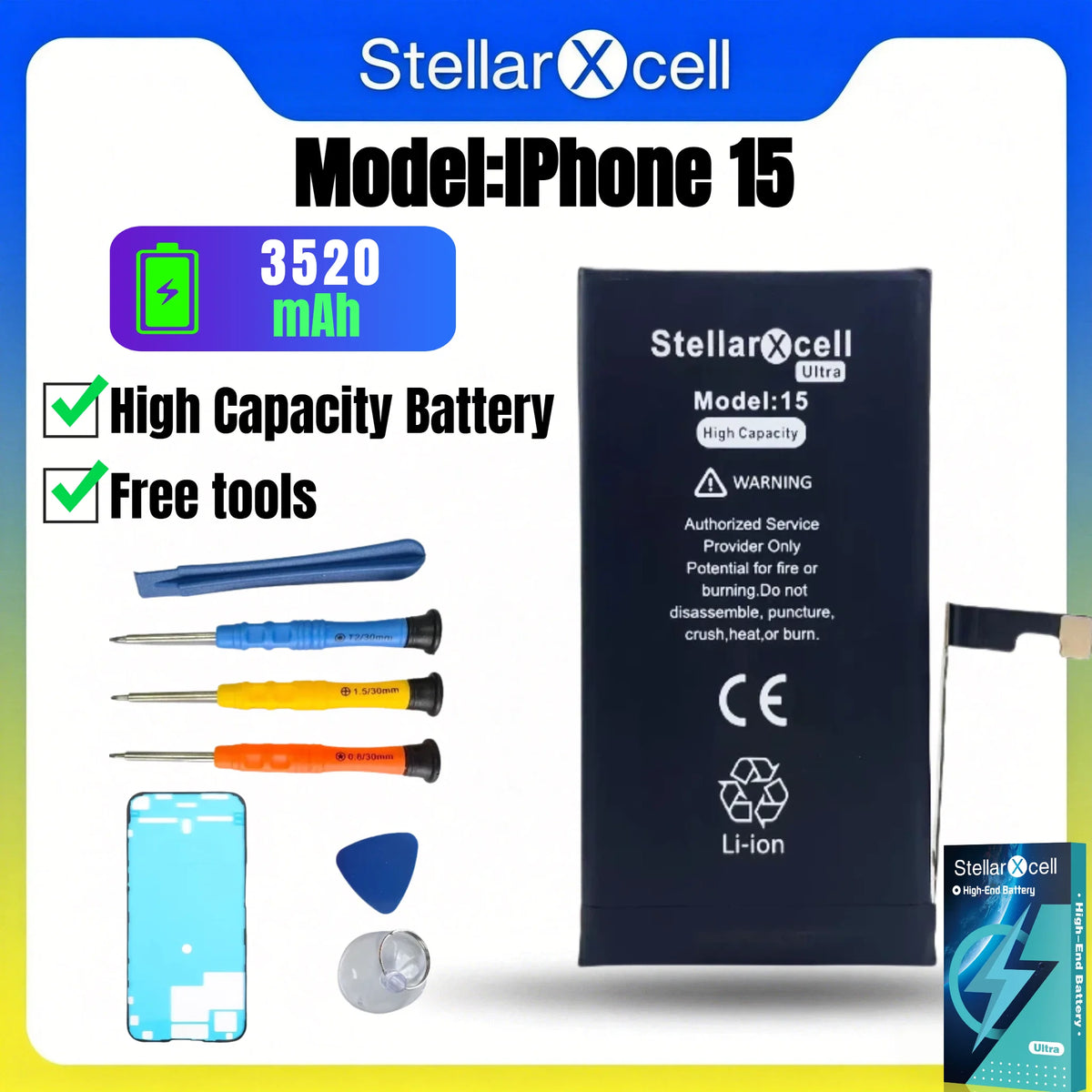 High Cpacity Cell + 7037 TI Ultra Battery Replacement for iPhone StellarXcell11 13mini 15 IP14 Pro Max 12 16 16pro 16promax