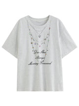 DUSHU 2026 Summer Women's Printed Relaxed Fit Round Neck T-Shirt - Breathable and Lightweight for Summer and Outdoor Outings