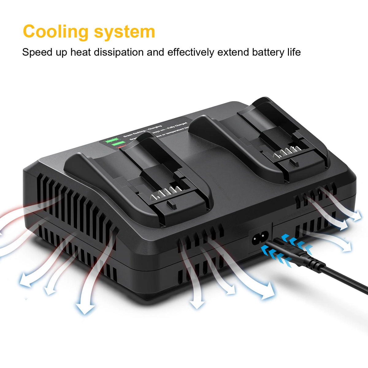 BATTOOL DCB102 4A 2 Slot Battery Charger For Dewalt DCB200 DCB101 DCB184 DCB105 US/EU/UK/AU Plug MAX Liion Battery Fast Charger