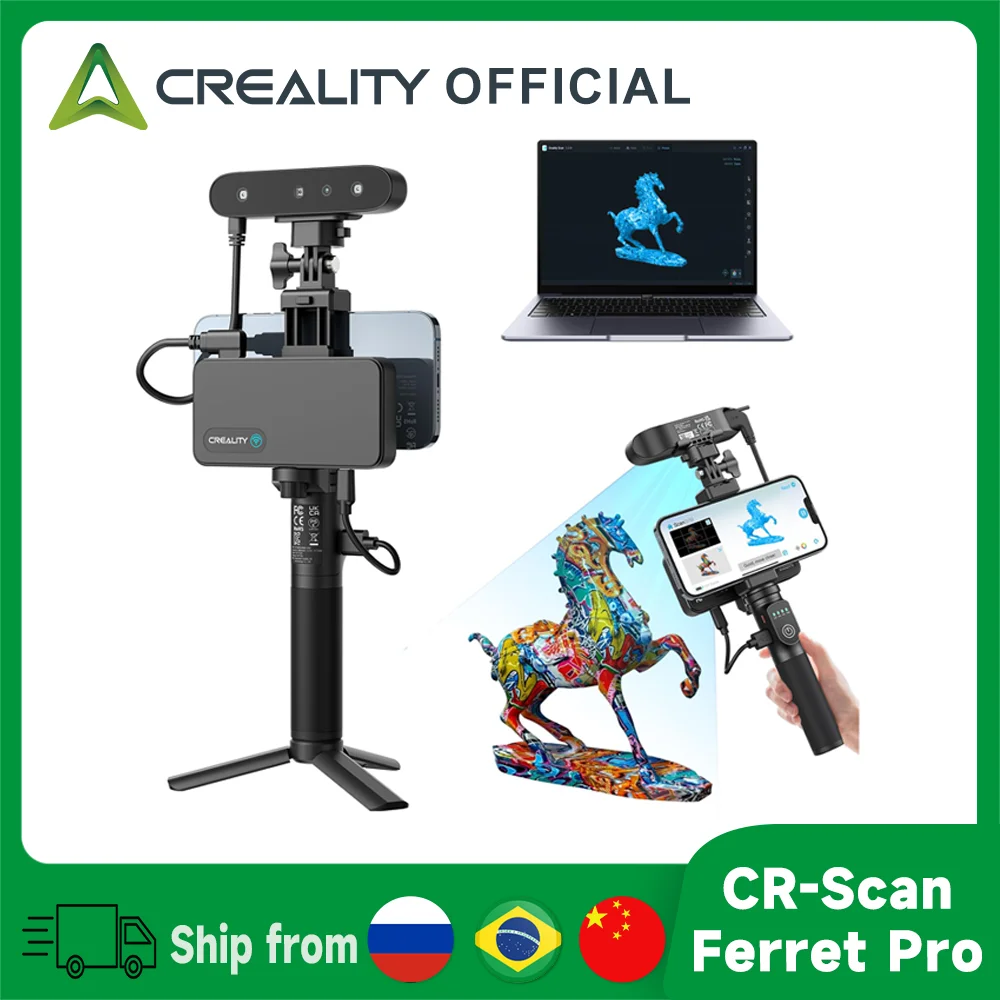 Creality 3D Scanner CR-Scan Ferret Pro WiFi Wireless Scanning Handheld Anti-shake Tracking 0.1mmAccuracy  for iOS Android Phones