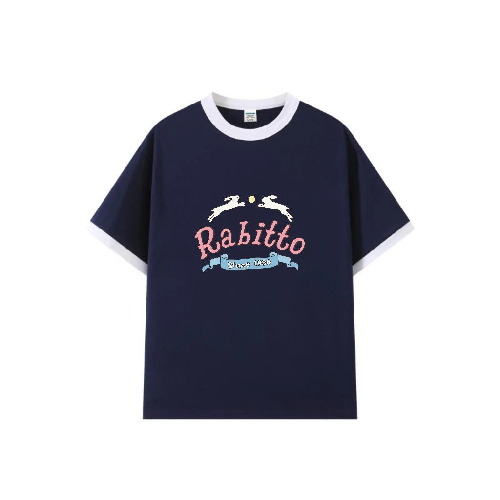 Hometown Romance LMSY Sonya Saranphat Same Top Color Blocked Border Printed Short Sleeved T-shirt Non-original Version