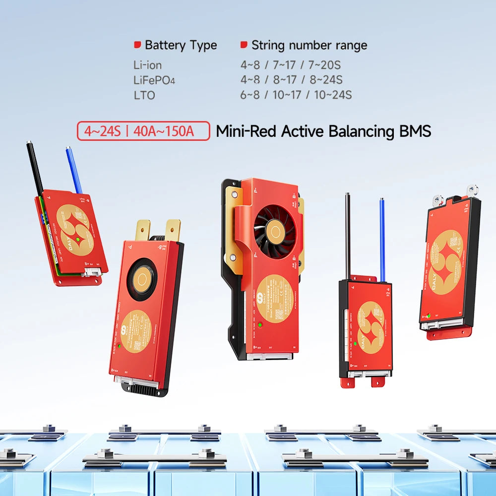 Daly Smart BMS 4S 7S 8S 24S 16S 17S 4S 40A 60A 100A 150A 1A Active Balance BMS for lifepo4 with wifi 4.3 LCD Built-in bt Li-Ion