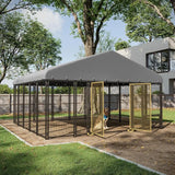 10x10FT Dog Kennel Outside Double Door Outdoor with Feeding, Heavy Duty Dog Crate Durable Cage with Roof & Double Lock