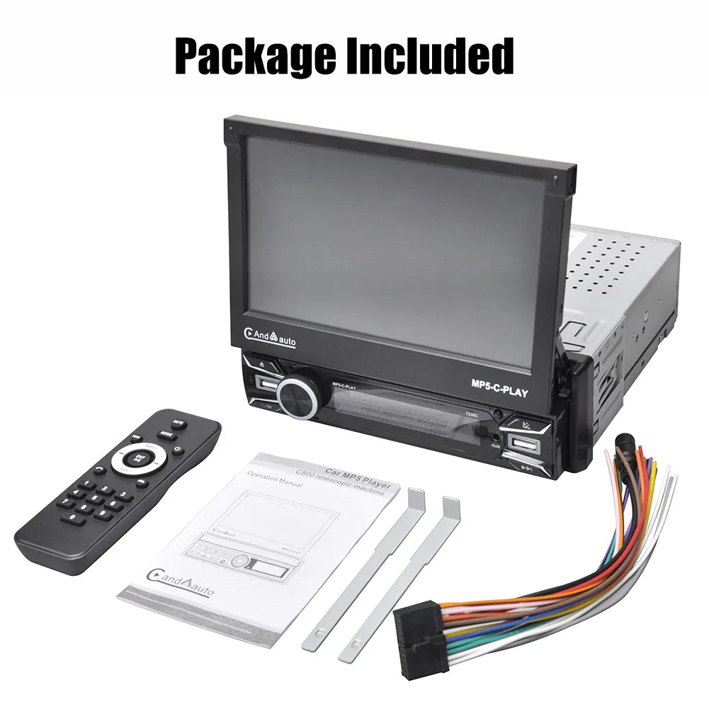 7" Single 1 DIN Flip Out Car Radio Stereo Apple Carplay & Android Auto HD Touch Screen MP5 Player Head Unit Bluetooth FM USB SWC