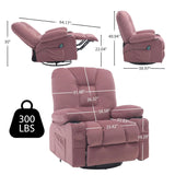 Rocker Recliner Chairs for Adults, Swivel Recliners with Massage and Heat, Fabric Overstuffed Glider with Cup, Customized