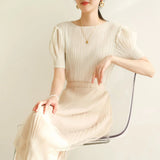 Summer New Pleated Fashion Simple Casual Style Thin T-shirt Temperament Commuting Formal Occasions Commuter Tops