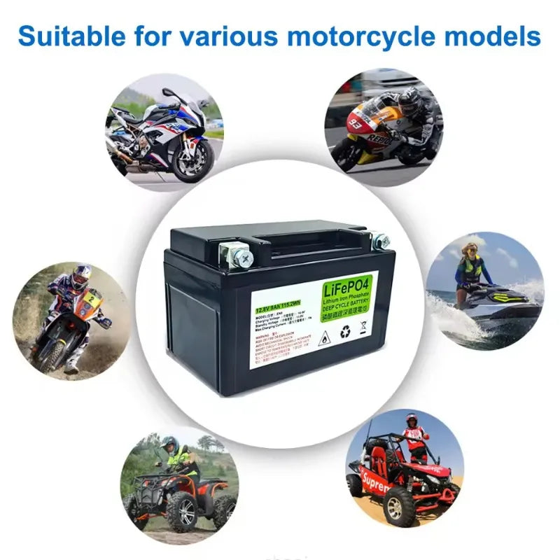 12.8V 7Ah Motorcycle LiFePO4 Battery for Motorcycle Motor Starter Built in BMS 12V Lithium Phosphate Scooter Engine Battery