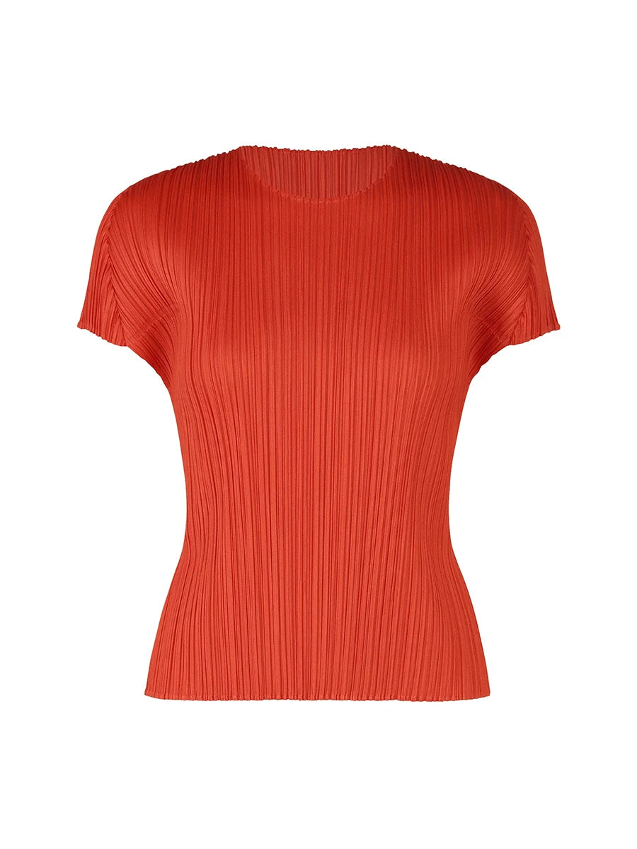 Miyake Pleated New Women's Round-neck Short-sleeved Top