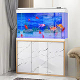 All-in-One AquariumNew Modern Luxury Marble-patterned Ultra-clear Glass Large Cabinet Bottom-filter Fish Tank Smart Aquarium For