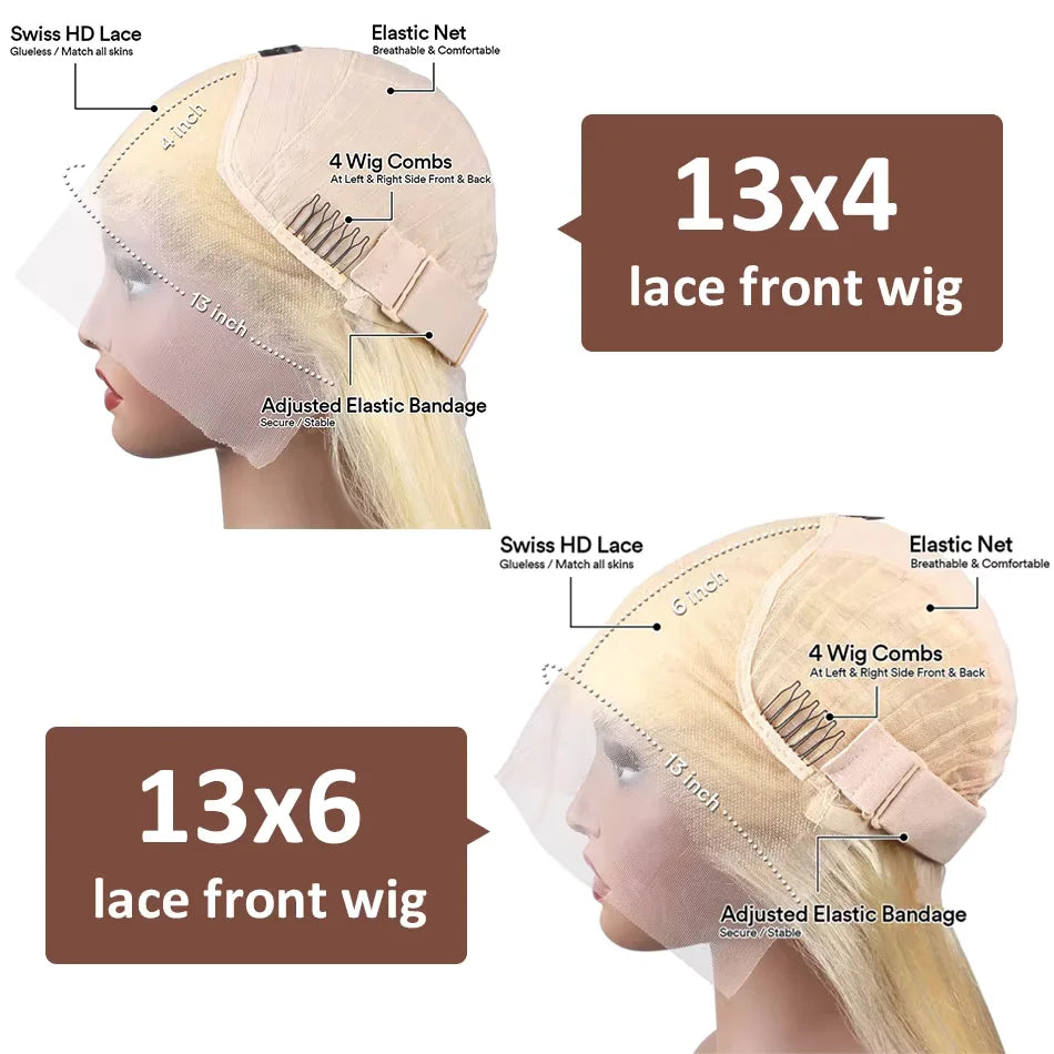 613 Human Hair Wig 13X6 Body Wave Blonde Hd Lace Frontal Wig Preplucked 13X4 Transparent Lace Front Wigs For Women 30 38 Inch
