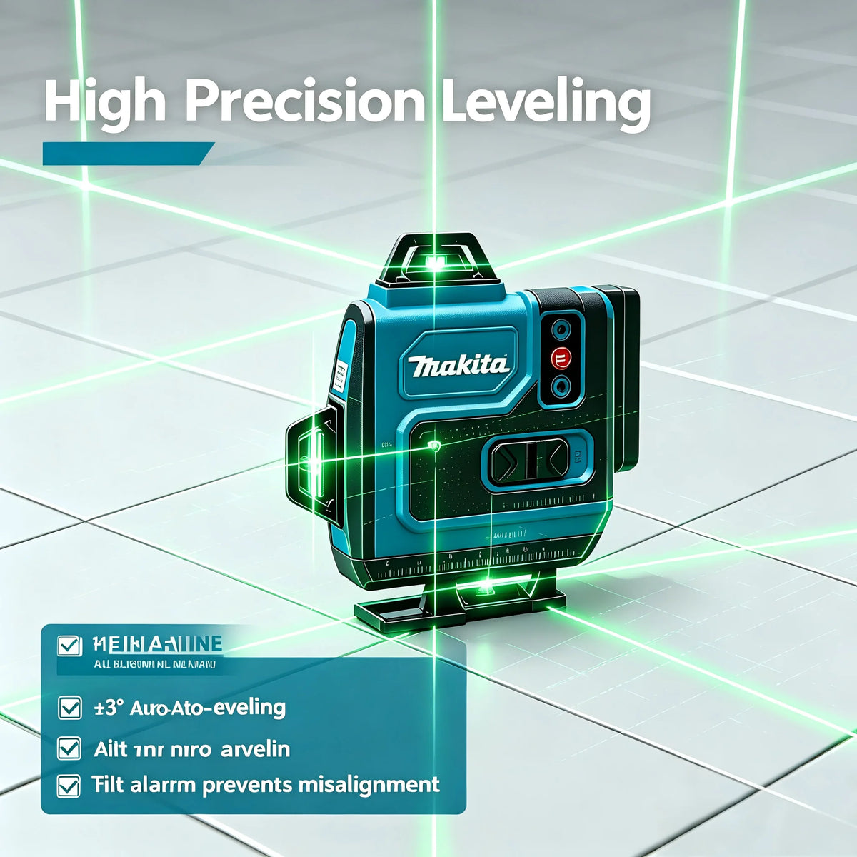 Makita 16 Lines 4D Green 360° Self Leveling Cross Line Laser Leveler With 18V 6.0Ah Lithium Battery For Construction Home DIY