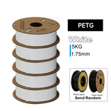KINGROON 3D Printer Filament PLA PETG TPU ABS 5KG Bundle Black White Gray 1.75mm No bubbles Plastic 5 roll 1kg , Random Spool