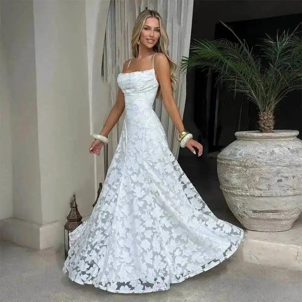 Giyu Sexy Evening Party Dresses Women 2026 Summer Beach Backless Bandage Maxi Long Dress Big Swing Jacquard Holiday Wedding Robe