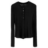 Owen Seak Women Cotton Tee Gothic High Street Bottoming Shirts Clothing Autumn Black Sweater Slim Women Coats Long Sleeves Shirt