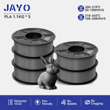 JAYO 3D Printer Filament  PETG PLA HSMPETG PLA PLUS 1.75mm 5Rolls 3D Printing Materials for 100% No Bubble &FDM 3D Pen DIY Gift